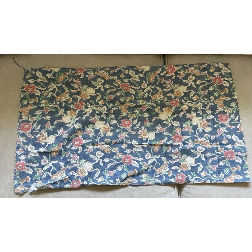 Vintage Ralph Lauren Jardin Queen Flat Sheet & 2 Standard Pillowcases FLAWED